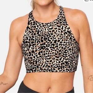 Outdoor Voices tank bra in leopard print